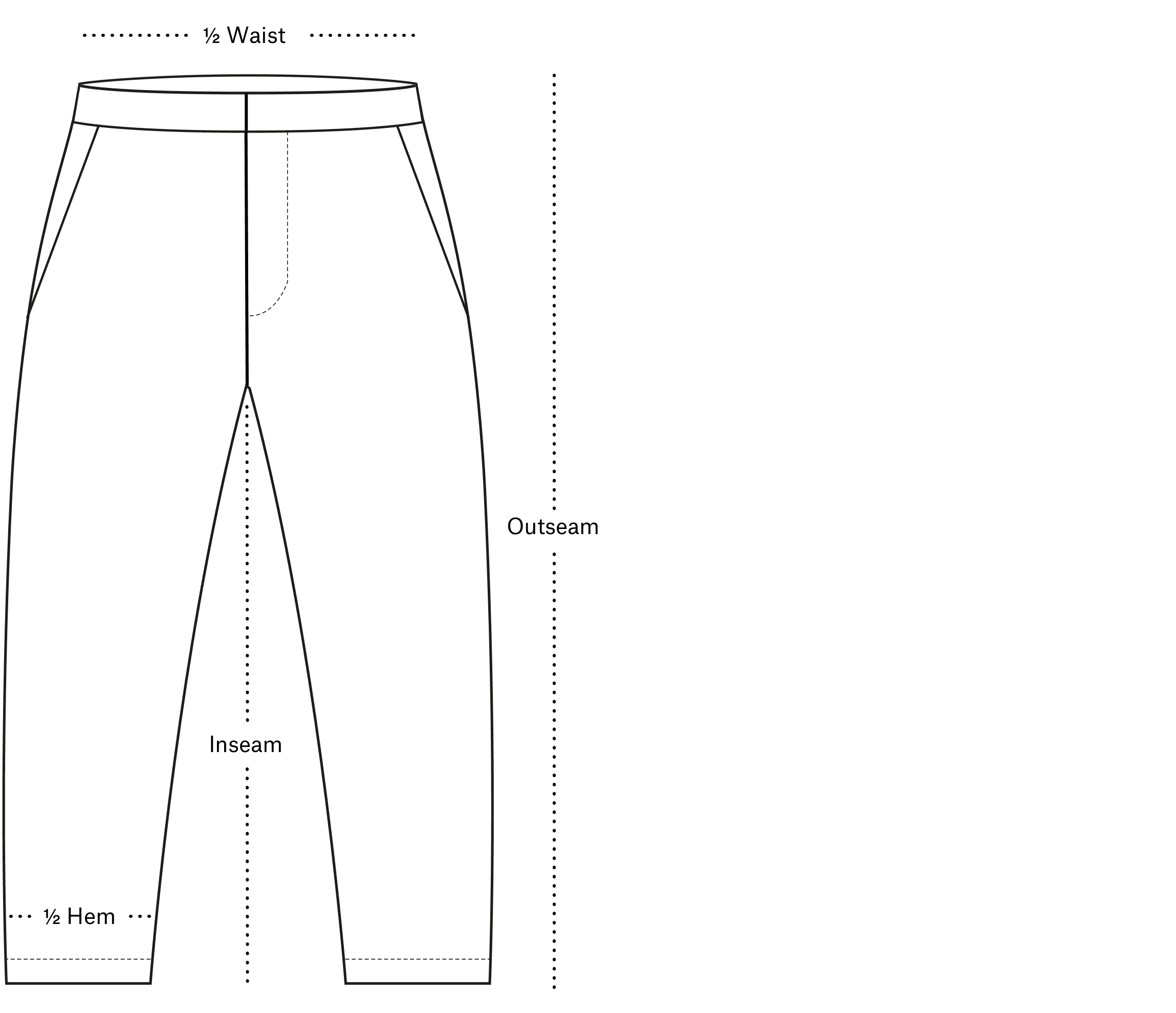 Trouser sizing guide showing measurement points